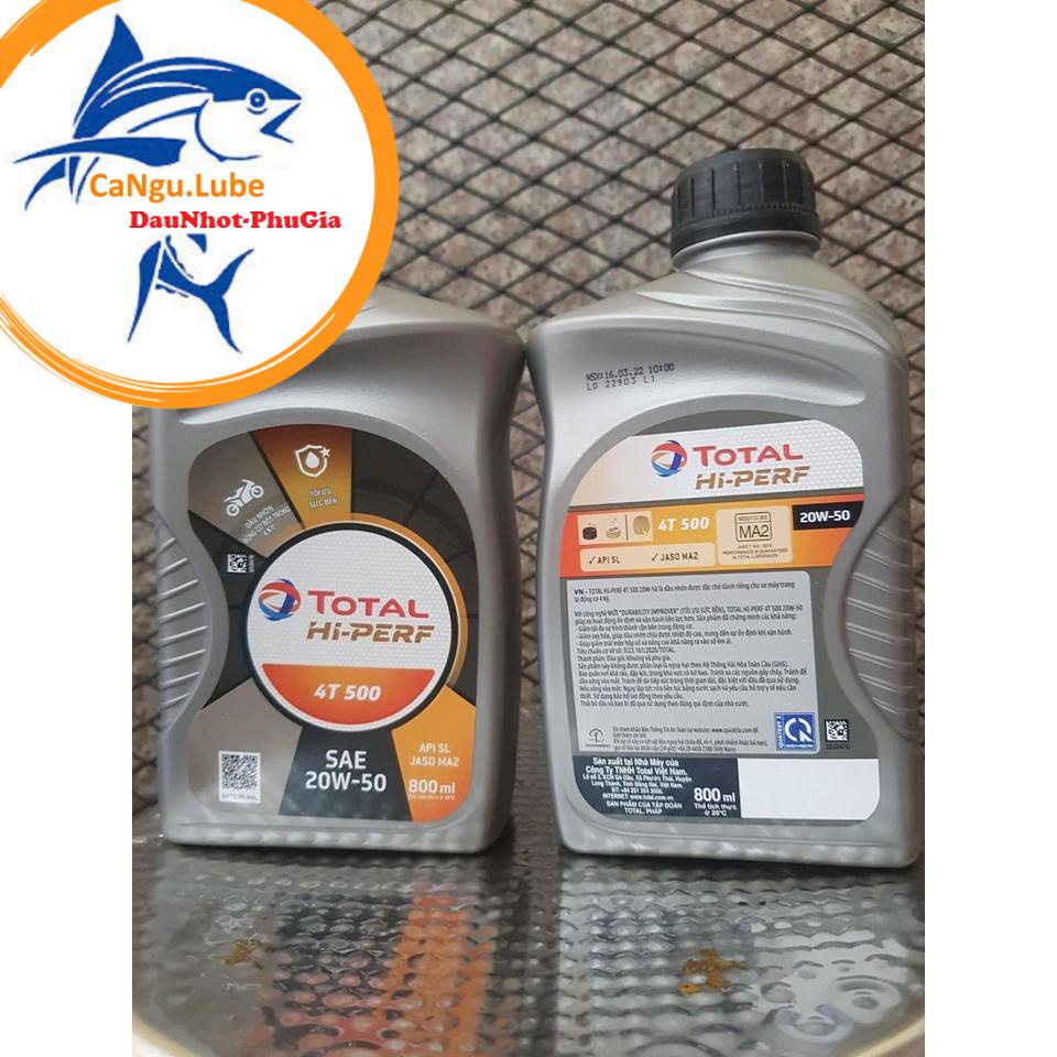 [DauNhot-PhuGia] Nhớt xe máy TOTAL HI PERF 4T 500 20W50 chai 800ml, Nhớt TOTAL 4T 500 20W50 chai 800ml cho xe số