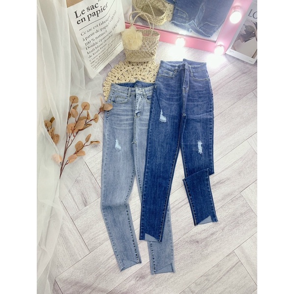 Quần skinny jean rách- quần jean ôm rách hình thật 2 màu