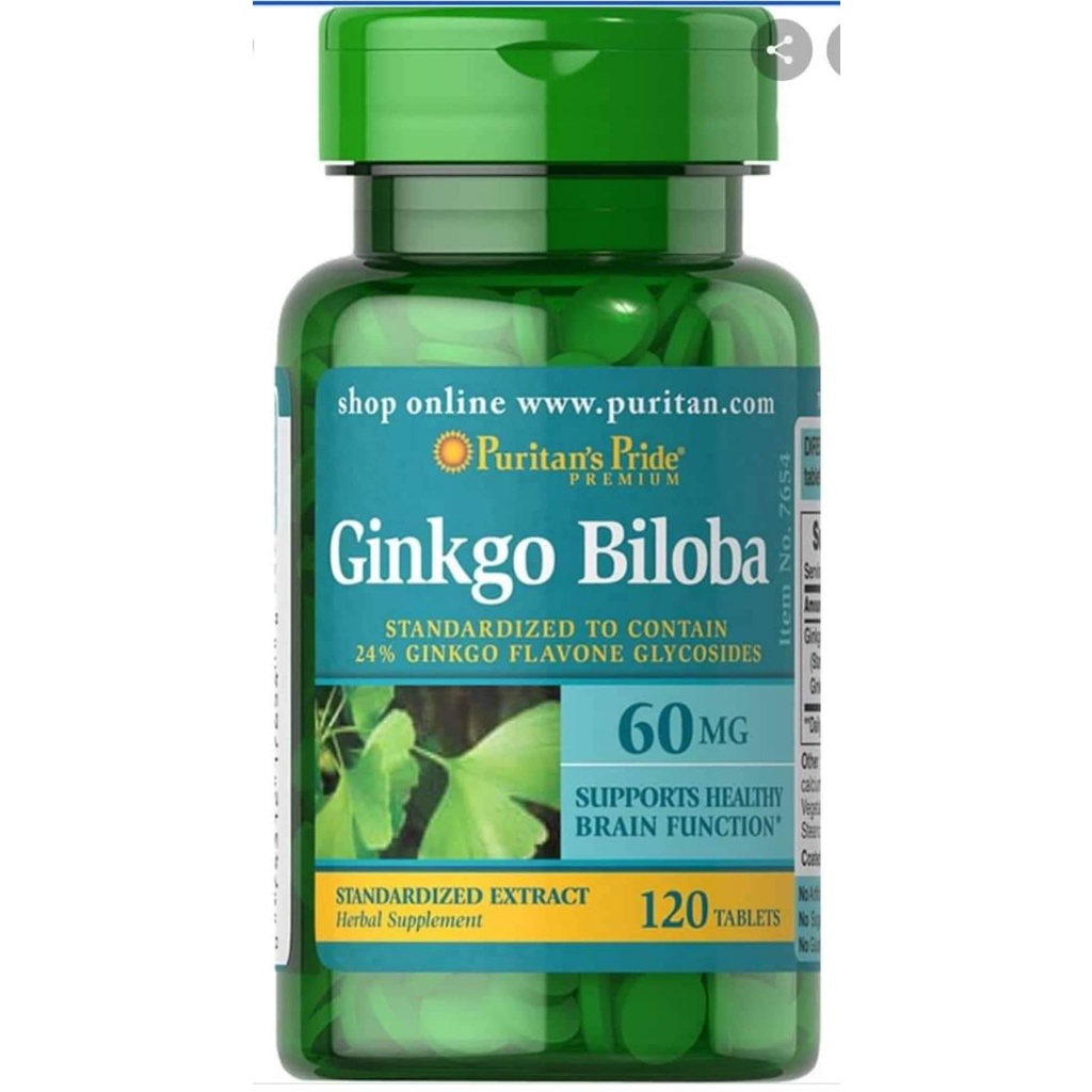 (Bill Hãng) Viên uống tuần hoàn , bổ não GINKGO BILOBA 60mg, 120 viên P u r i t a n P r i d e.