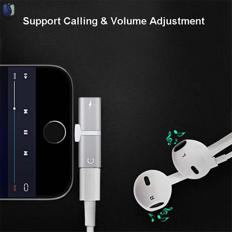 Yy Audio Adapter for iPhone 7 8 Plus X Charging Audio 2 in 1 Charging Cable Adapter @VN