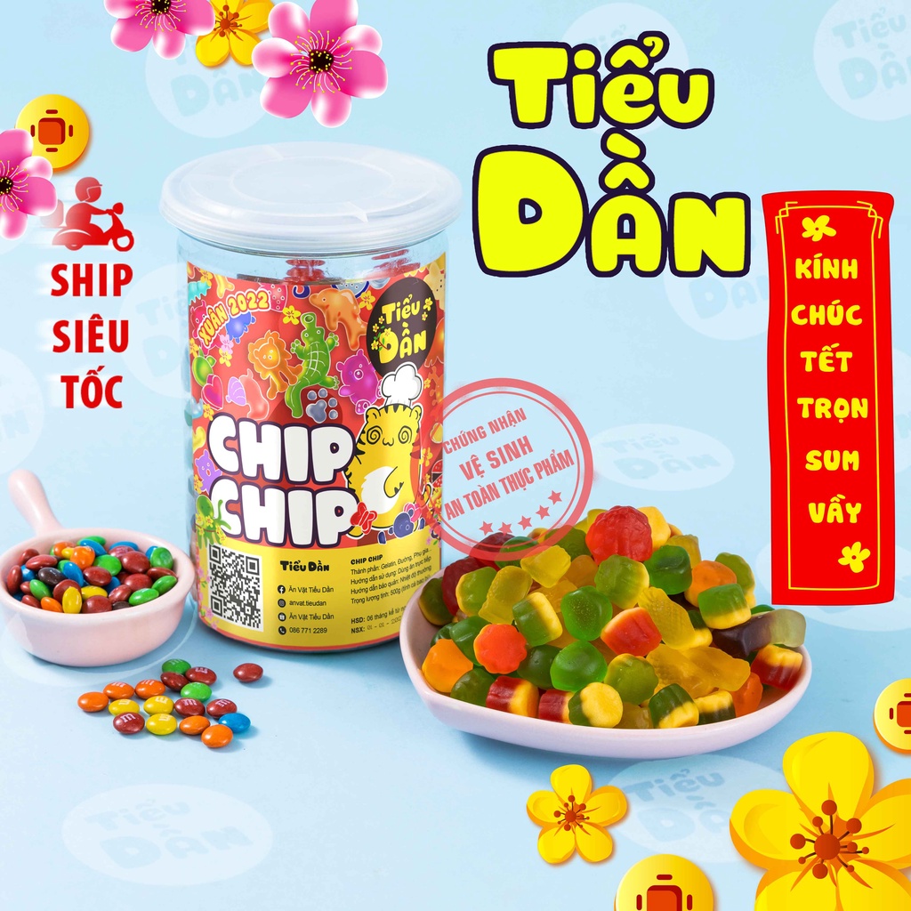 [Mã GROSALE1 giảm 8% đơn 500K] Kẹo chíp chíp mix vị hũ lớn 500g Tiểu Dần đồ ăn vặt vừa ngon vừa rẻ