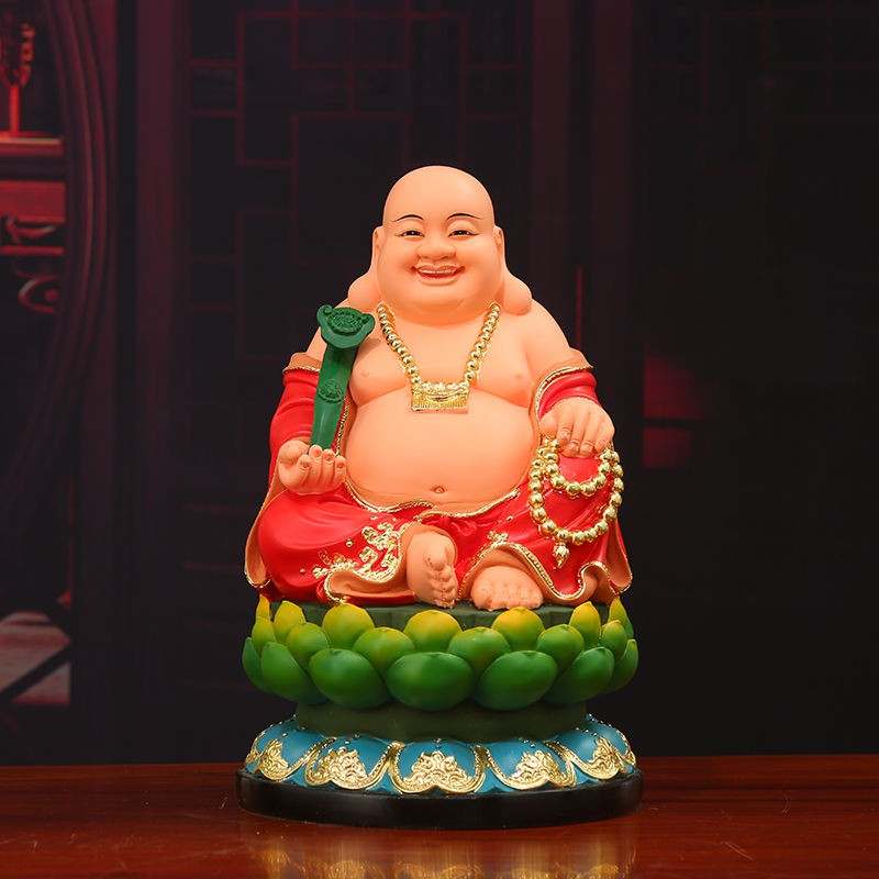 ✱⊙❐Tượng Phật Di Lặc 12 inch 16 19 Cười Bồ Tát bằng sợi thủy tinh Resin mạ vàng <