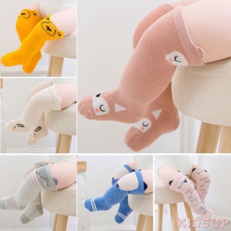 (0-1 tuổi) Tất đùi cotton họa tiết hình thú đáng yêu cho bé gái/bé trai
