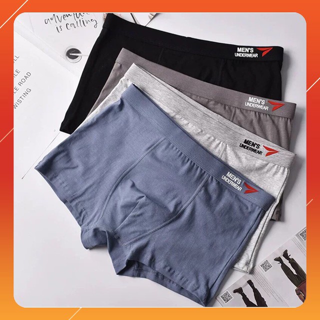 [Hộp 4 Chiếc] Quần Lót nam Boxer Cao Cấp Men's UnderWear, Quần Sịp Nam Đùi vải Coton Siêu Đẹp