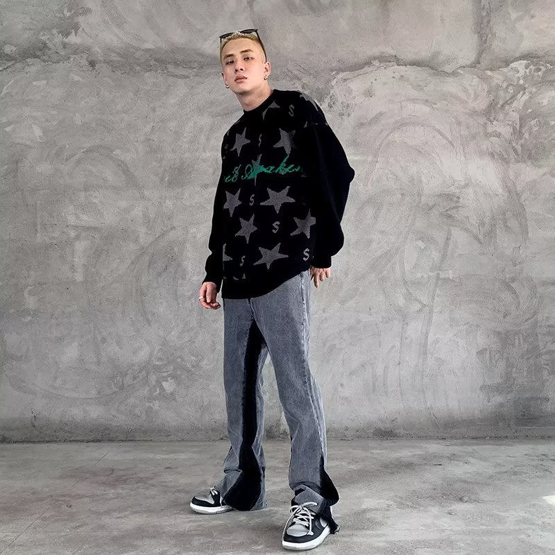Áo Sweater Dáng Rộng Phong Cách Hip Hop Đường Phố Âu Mỹ Cho Nam Cỡ M-2XL