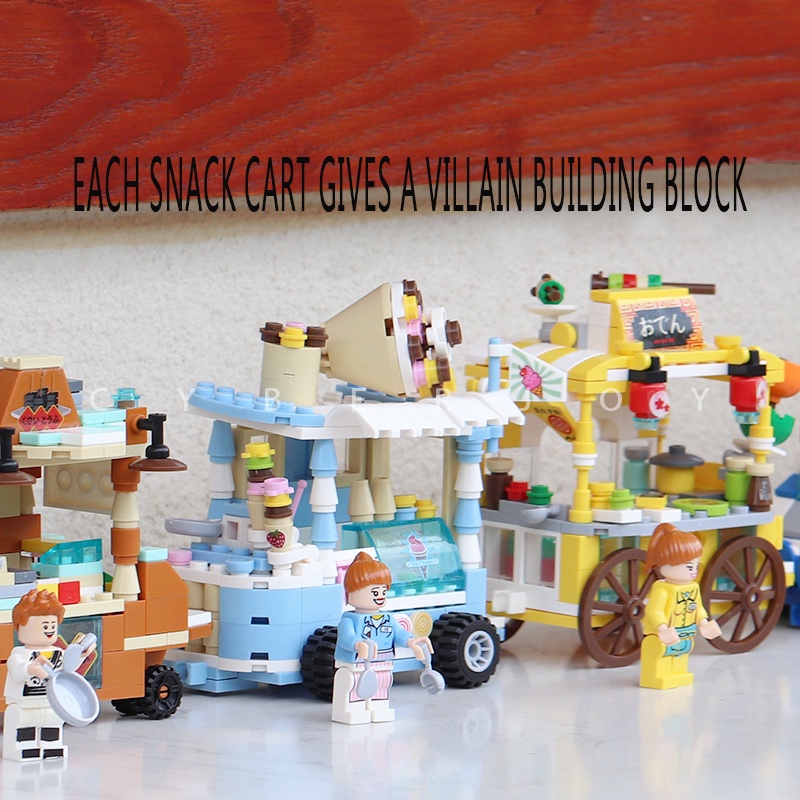 Đồ chơi xếp hình  mini lego Đồ chơi lắp ráp sáng tạo Mô hình xe bán đồ ăn nhẹ
