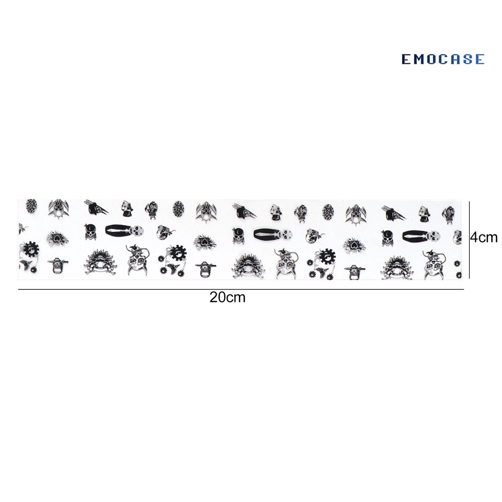 Set 10 Giấy Gói Móng Tay Siêu Mỏng Họa Tiết Đầu Lâu Kinh Dị Màu Đen