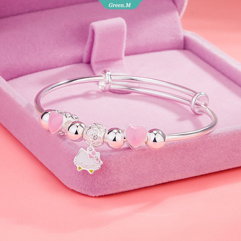 SANRIO Vòng Tay Hình Hello Kitty Trái Tim Màu Hồng Dùng Làm Quà Tặng Sinh Nhật Cho Học Sinh Nữ