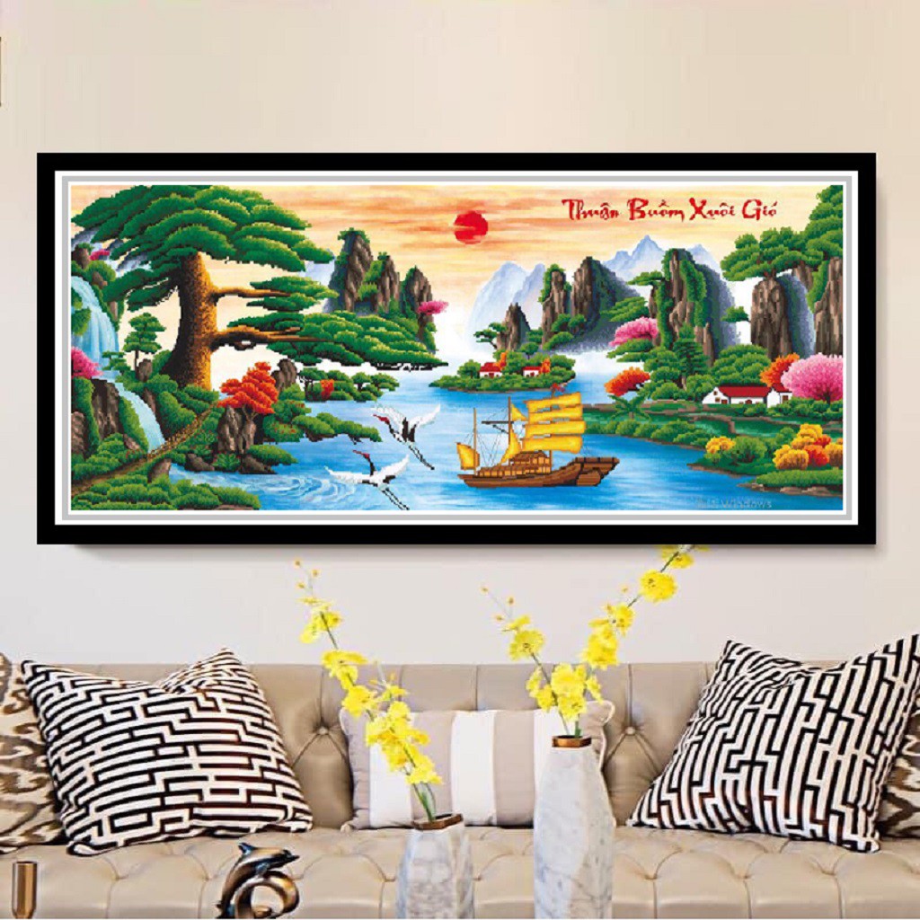 Tranh Đính Đá Cao Cấp Đá ABC Thuận Buồm Xuôi Gió - Kích Thước 162x73cm