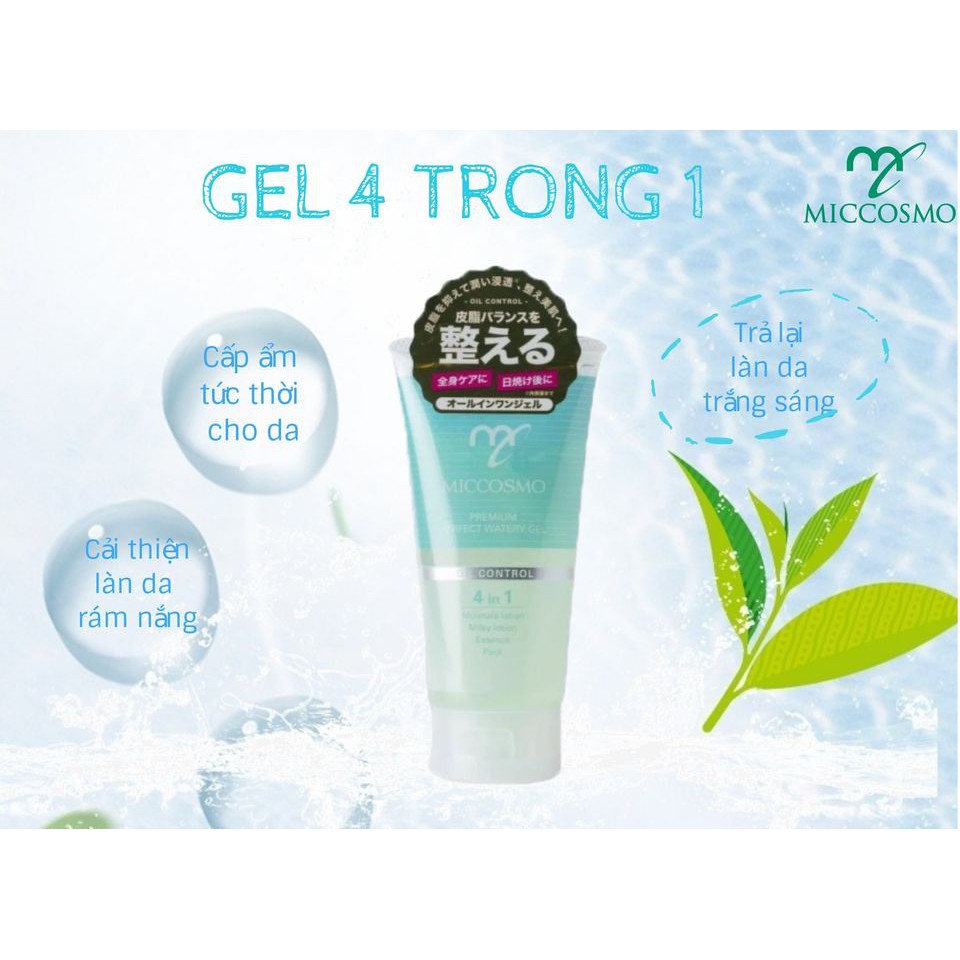 Gel 4 trong 1 cải thiện làn da rám nắng, giữ ẩm, giảm mụn 120g- MICCOSMO PREMIUM PERFECT WATERY GEL