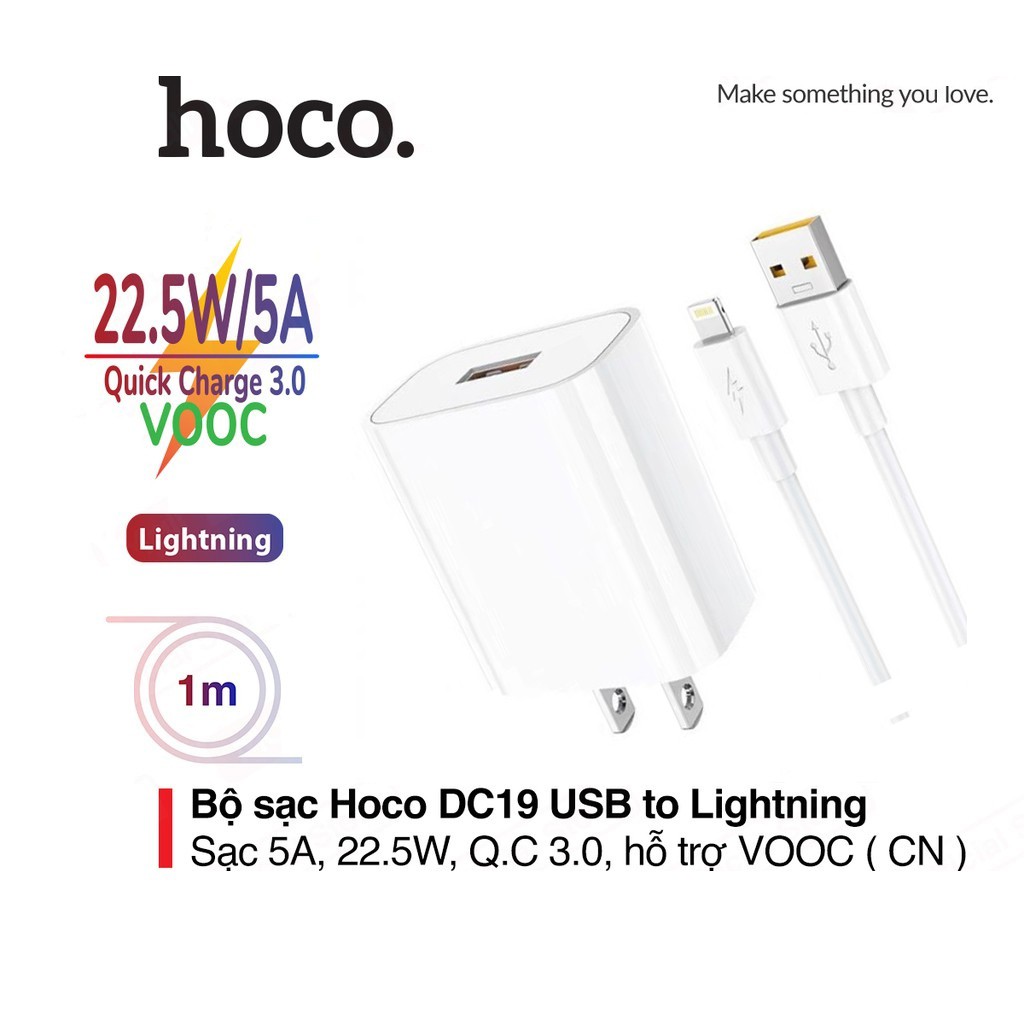 Bộ Sạc Nhanh Hoco DC19 Micro/Lightning/Type-C (22,5W - 5A)- Hỗ trợ sạc siêu nhanh - Bảo hành 6 tháng, Lỗi 1 đổi 1