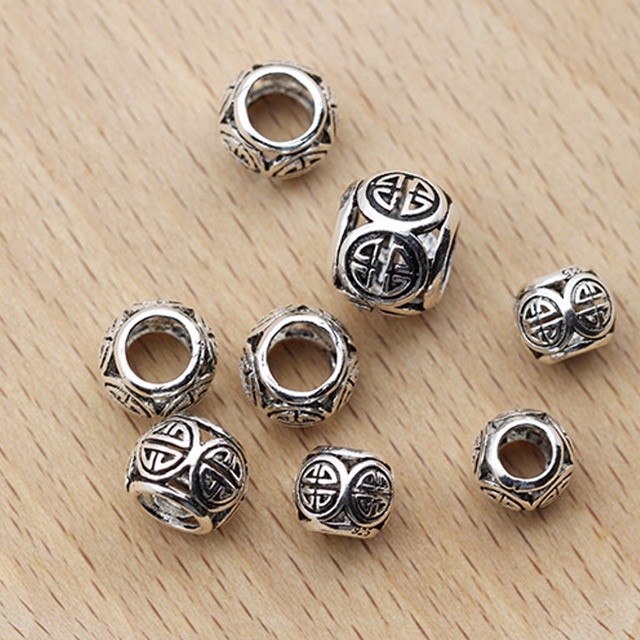 SỈ SIÊU RẺ  Charm bạc Thái/ bi bạc 8mm chữ Thọ hàng đẹp - Bạc chuẩn loại 1, PH545
