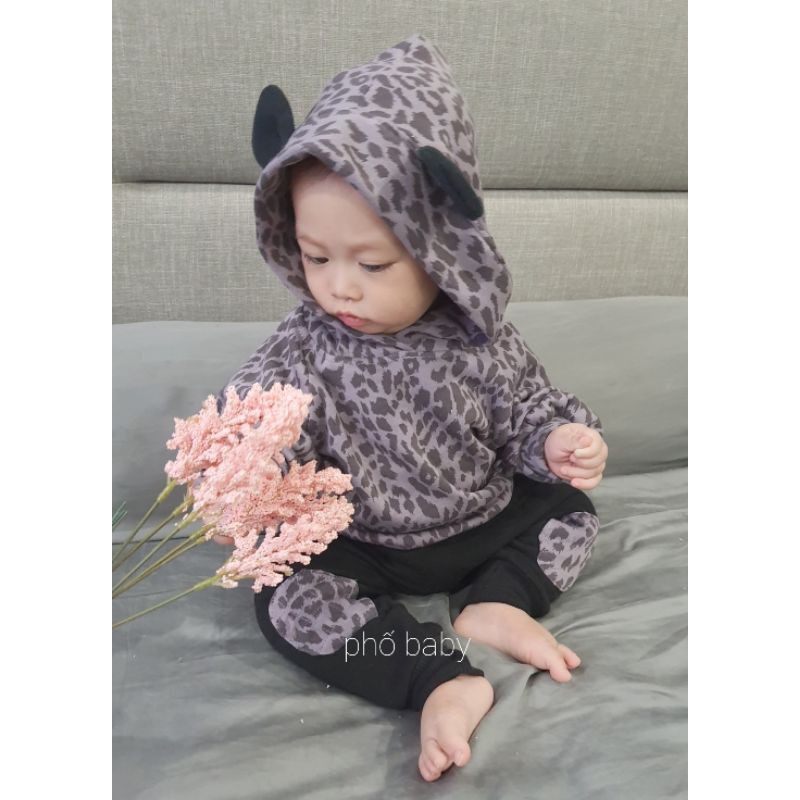 bộ nỉ tai gấu tím