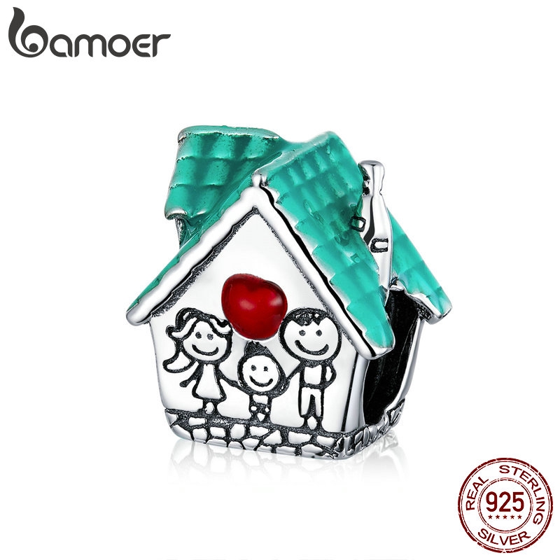 Mặt Trang Trí Bamoer SCC1518 Bằng Bạc 925 Hình Ngôi Nhà Dùng Làm Đồ Trang Sức Thủ Công