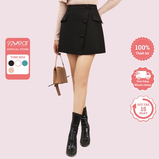 Chân váy A nắp túi 92WEAR chất vải tuýt si mềm mịn JAA1255