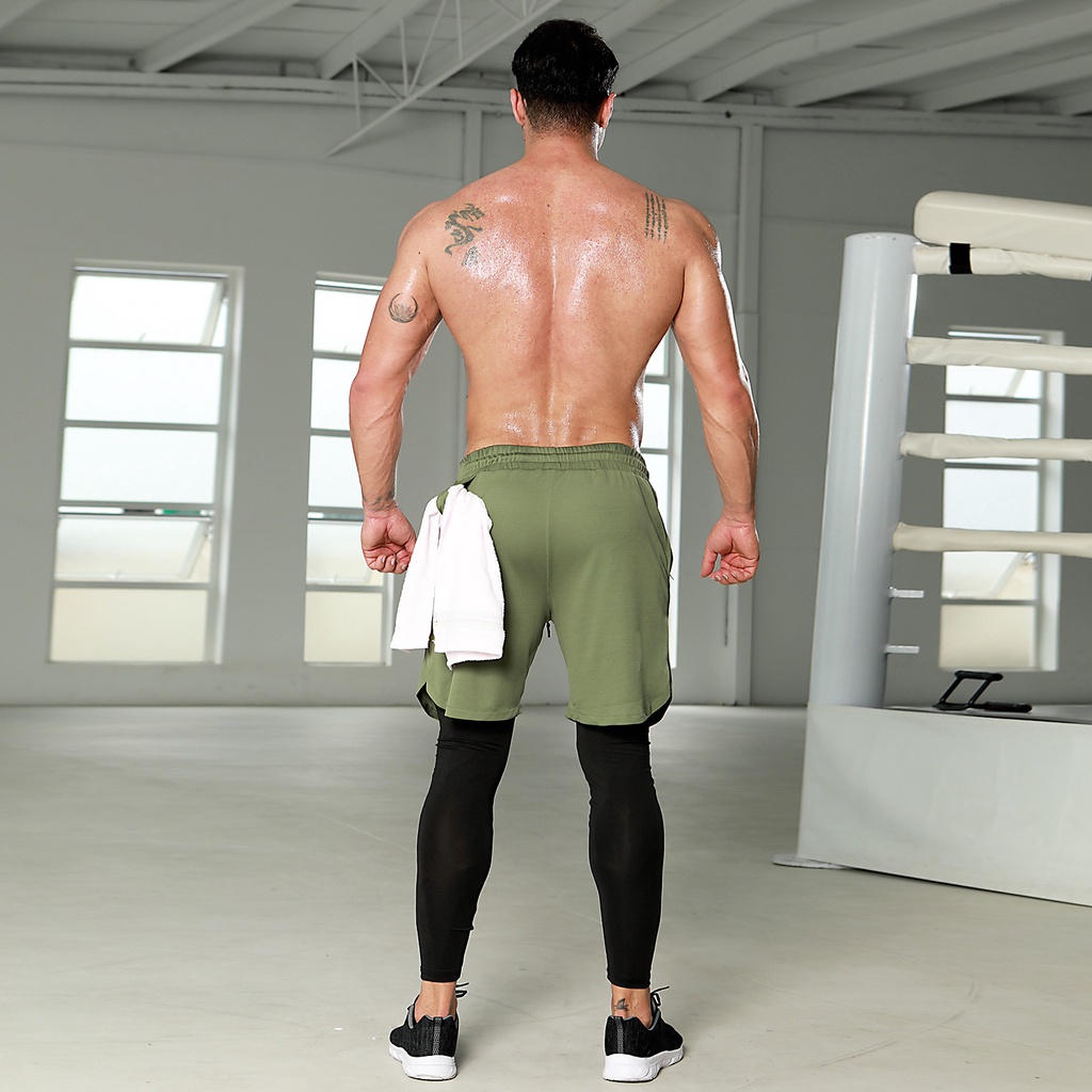 Quần Short Legging 2 Trong 1 Tập Thể Hình / Chạy Bộ Thời Trang Cho Nam