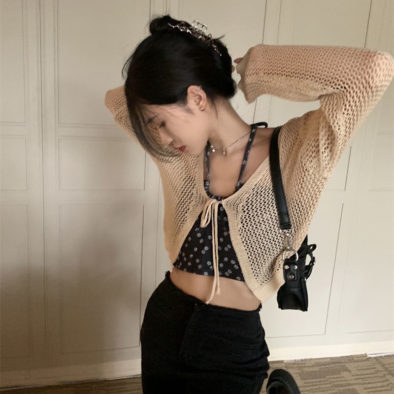 Áo khoác cardigan COZOKC tay dài chống nắng thắt dây thời trang trẻ trung