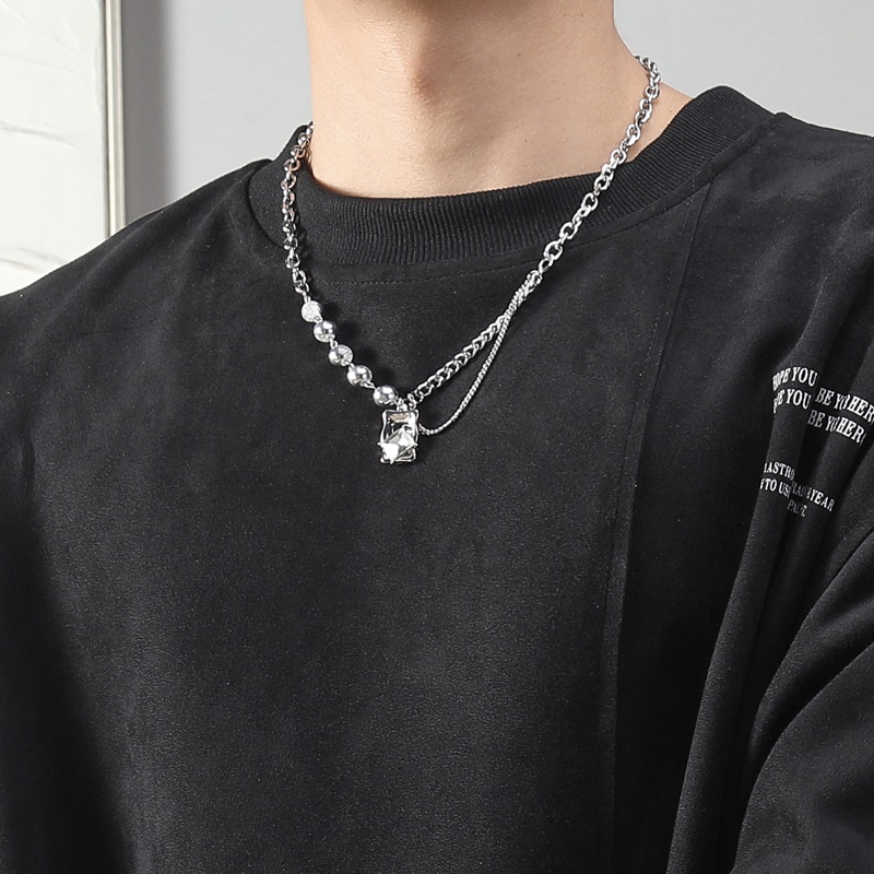 Vòng cổ Thép Titan Đính Đá zircon Phong Cách hip hop Đường Phố Thời Trang