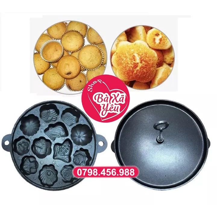 Loại Lớn _ Khuôn làm bánh bông lan chống dính Huỳnh Anh 12 bánh Chống Dính - BX0659