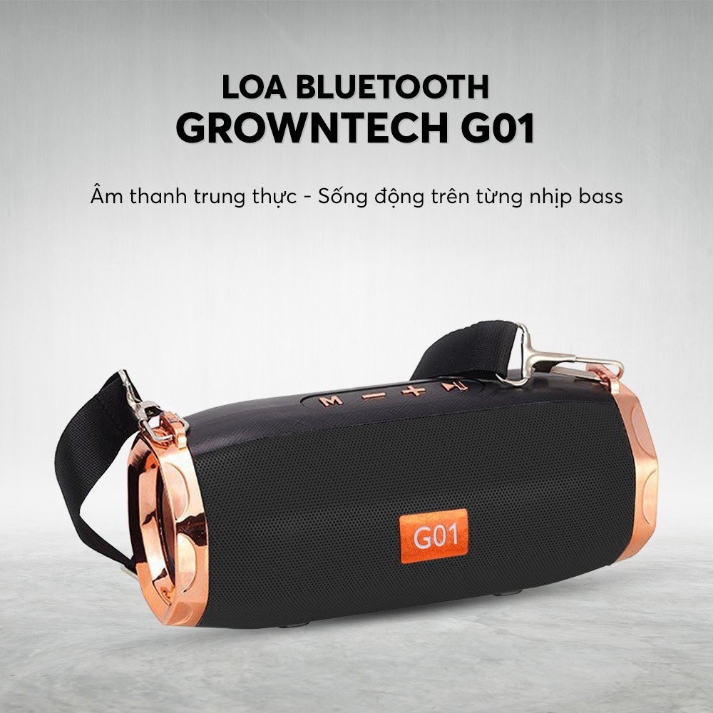 Loa bluetooth không dây GrownTech ET 805 bass mạnh vỏ thép chống nước tặng dây đeo