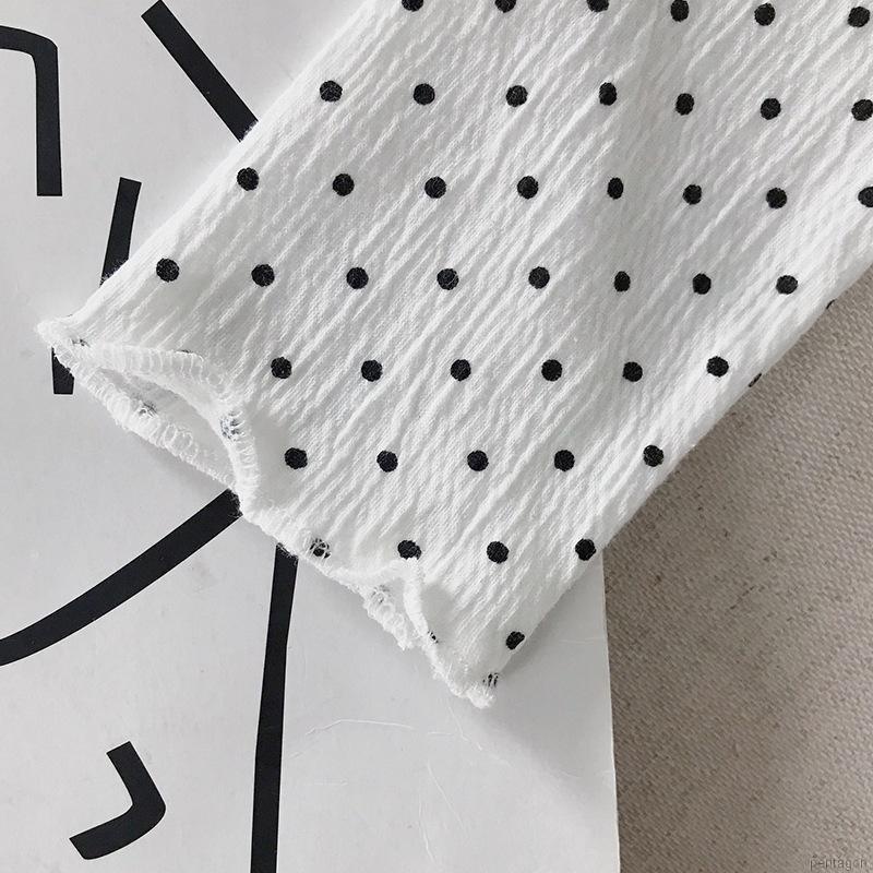 Áo Sơ Mi Tay Dài Phồng Họa Tiết Chấm Bi Nhiều Màu Sắc Dành Cho Bé Gái 1-7 Tuổi