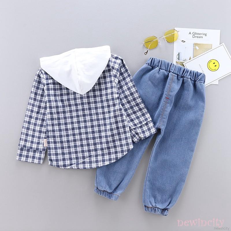 Set quần jeans kèm áo hoodie phong cách Hàn Quốc thời trang cho bé trai