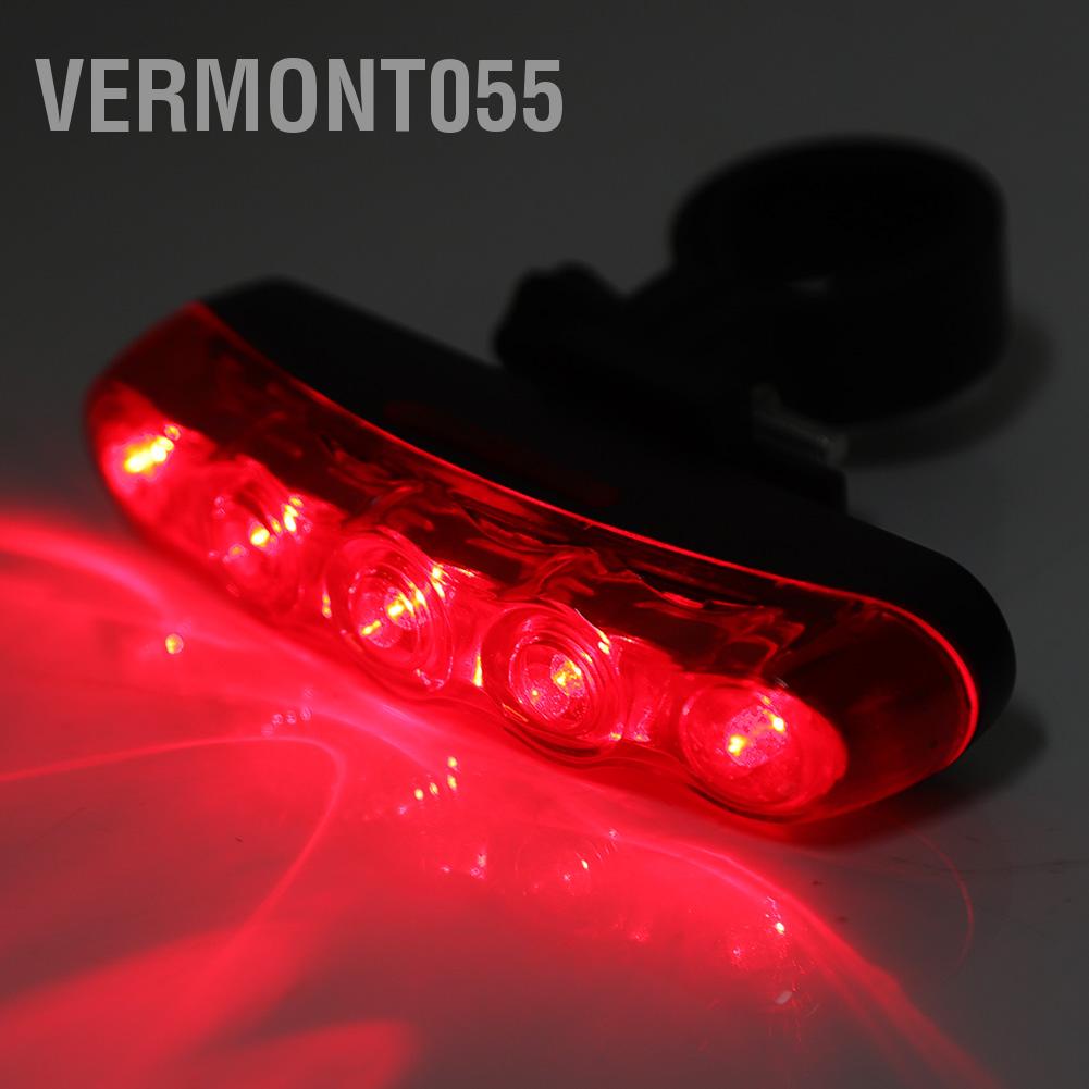 Hàng Hot Đèn cảnh báo ban đêm không thấm nước hậu sáng cao 5LED cho xe đạp leo núi Hàng giao ngayVermont055