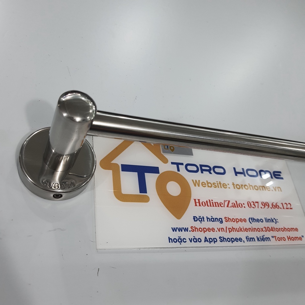Thanh treo khăn inox 304 loại 1 thanh đơn HV-01 Toro Home, Cam kết chất liệu inox Chuẩn 304