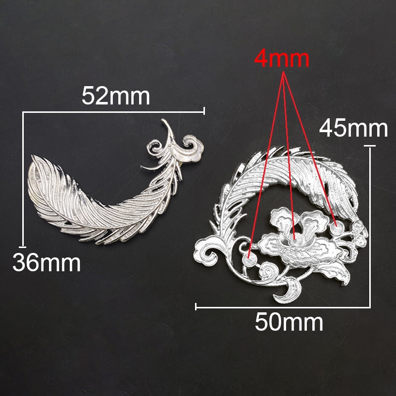 1 phiến đúc họa lông vũ 36*52mm nguyên liệu làm trâm làm trang sức cổ trang cosplay cổ phục có màu KC