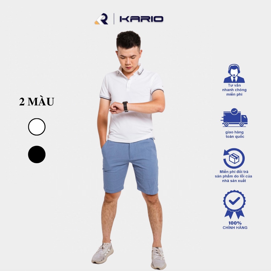Áo thun Polo nam KARIO vải cá sấu cao cấp họa tiết phối viền kiểu dáng basic KRP20-09