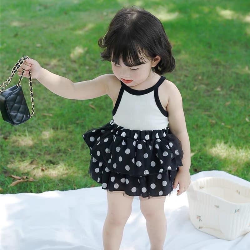 Áo yếm hai dây bé gái 100% cotton cao cấp thoáng mát đen/trắng/hồng - Samyy_vn