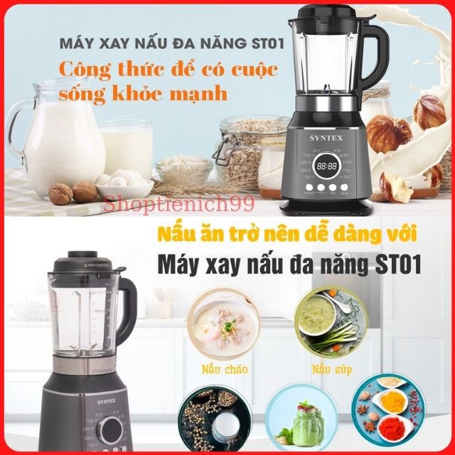 Máy Say Nấu Đa Năng Syntex ST01 Nhập Khẩu Siêu Bền Có Thể Nấu Cháo, Say Sinh Tố Làm Sữa Hạt,Say Đồ Khô.