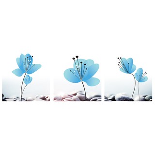 Tranh treo tường bộ 3 tấm Hoa xanh - không khung viền