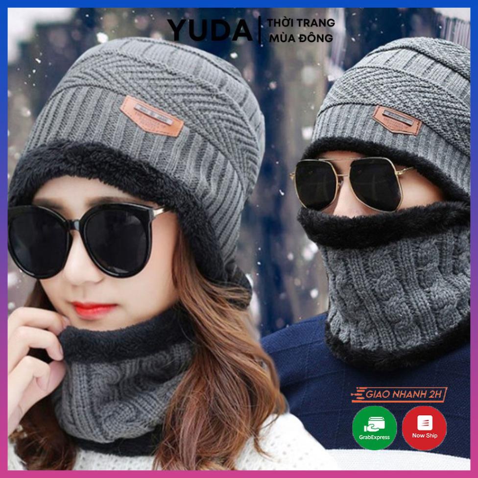 Mũ len nữ hàn quốc kèm khăn quàng cổ cao cấp, Mũ len nam hàn quốc trùm đầu mùa đông - Siêu ấm, thoáng khí ;