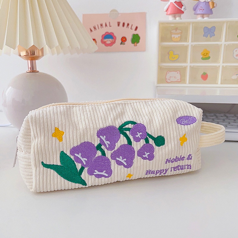 Túi Đựng Bút Thêu Họa Tiết Hoạt Hình Dễ Thương Sức Chứa Lớn Tiện Dụng Cho Học Sinh Ốp