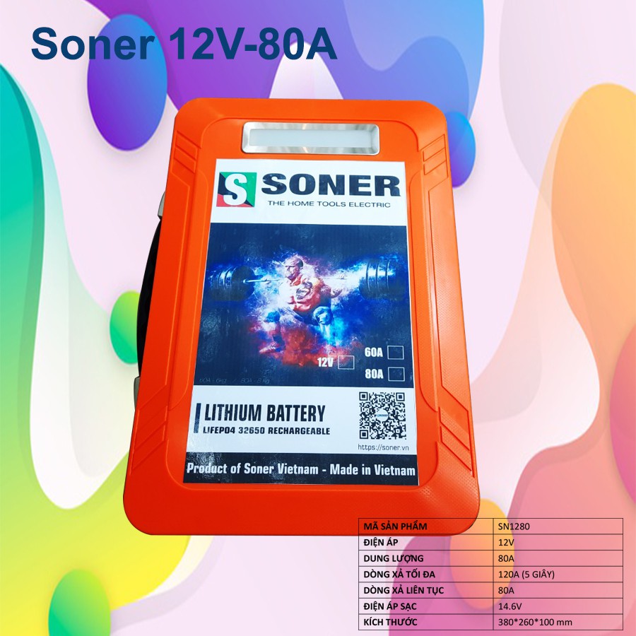 Pin Ắc quy lithium Soner 12V-80A