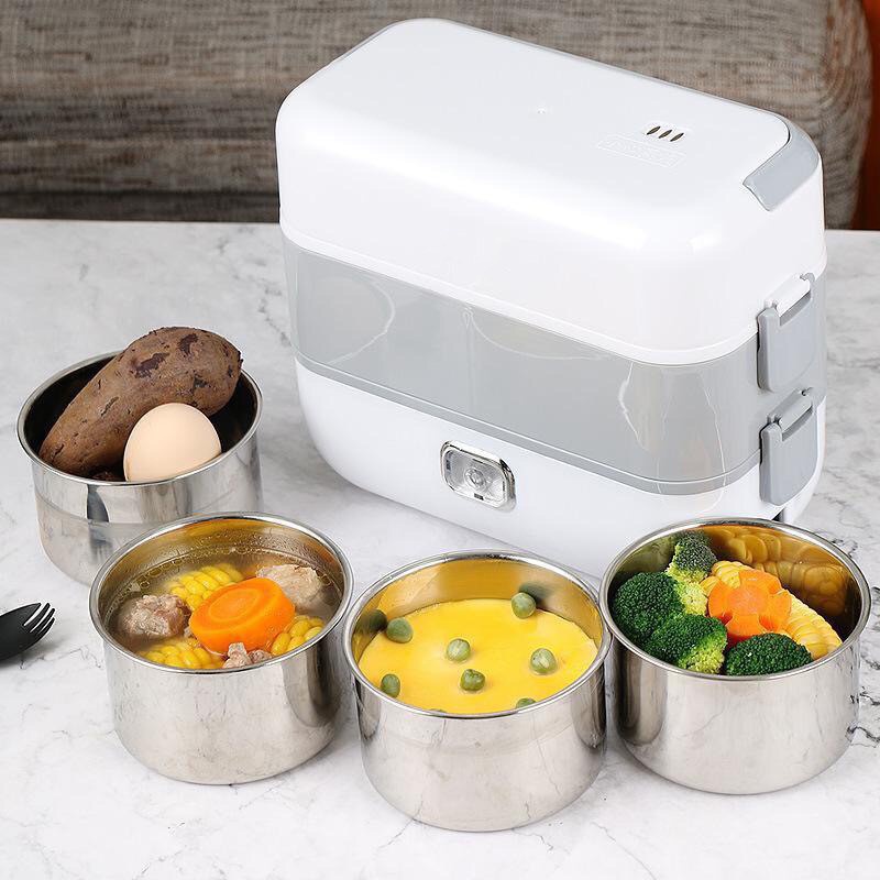 Hộp cơm cắm điện Bucook giữ nhiệt cực lâu - 2 ngăn 4 bát Inox - Tiện lợi, An toàn - Lỗi 1 đổi 1, Bảo hành 12 tháng