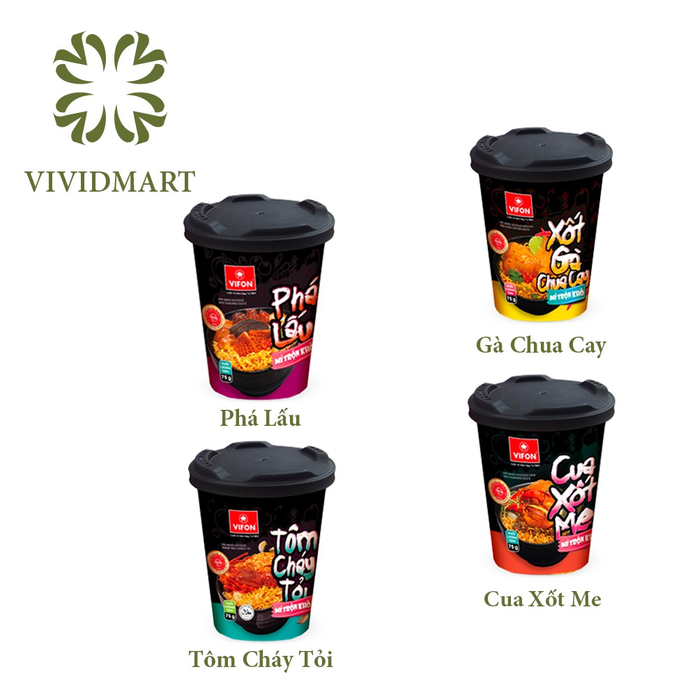MÌ LY TRỘN VIFON VỊ PHÁ LẤU / GÀ CHUA CAY / TÔM CHÁY TỎI / CUA XỐT SỐT ME - LY 75g - VIFON