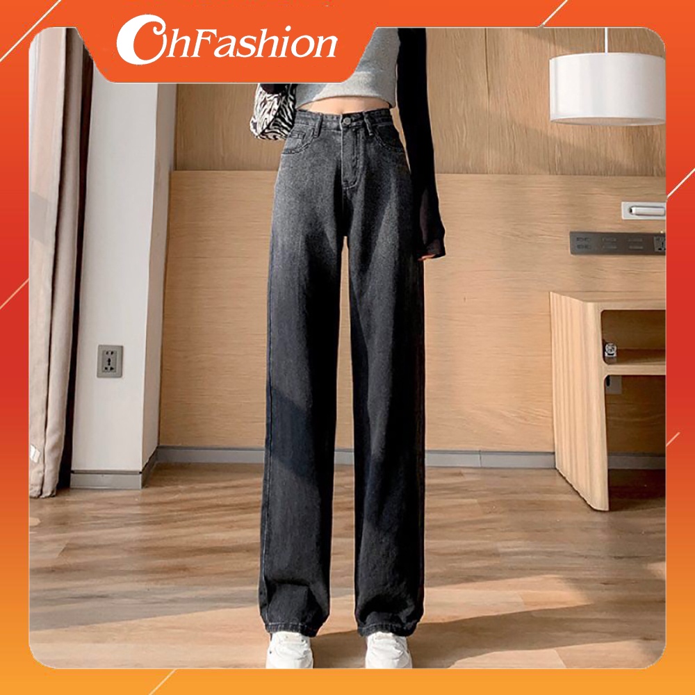 Quần Jeans Nữ Ống Suông Phối Màu Cao Cấp OHS3901