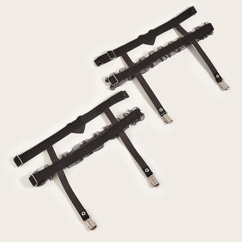 Dây Nịt Da PU Phối Ren Và Kẹp Hợp Kim Màu Đen Phong Cách Punk Cá Tính Dành Cho Nữ