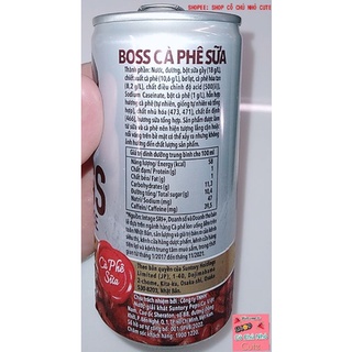 Thùng 24 lon cà phê sữa Boss Coffee Suntory 180ml