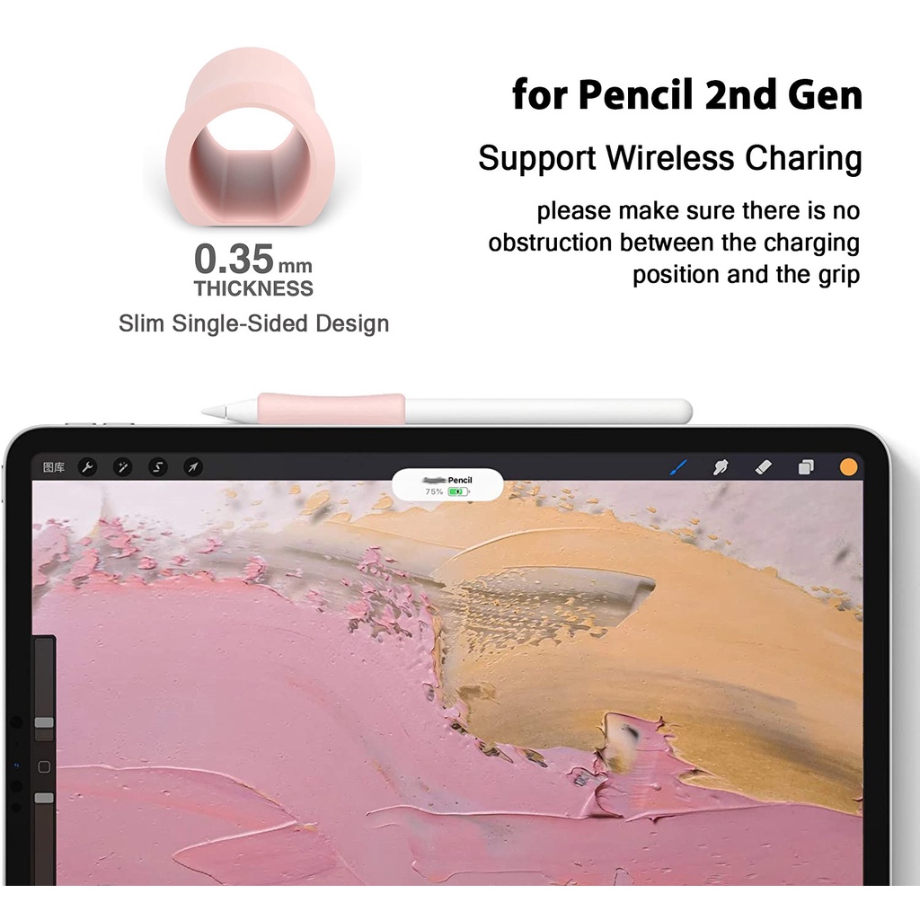 Set 2 vỏ bọc silicone chống trượt cho bút cảm ứng Pencil 1 Pencil 2 Grip Holder