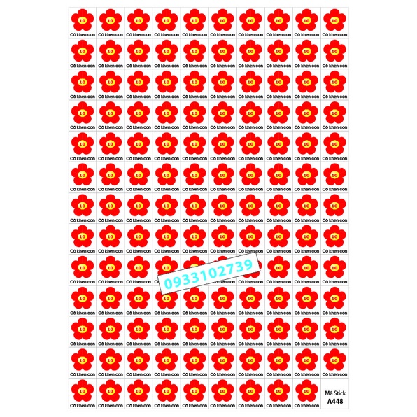 Sticker khen thưởng HOA CÔ KHEN CON 7k/ tờ A4 - 159 Stick - SP48