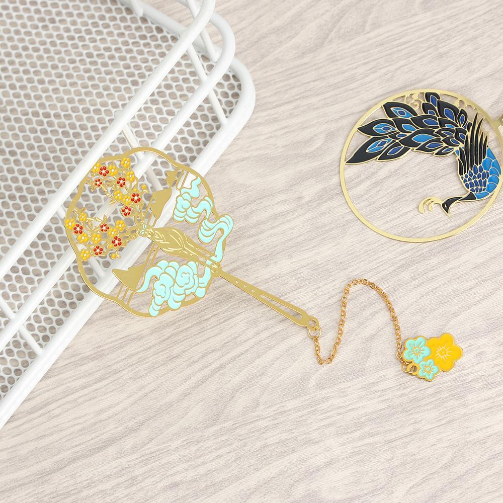 HECCEH Thẻ Đánh Dấu Sách Bằng Đồng Thau Phong Cách Trung Hoa