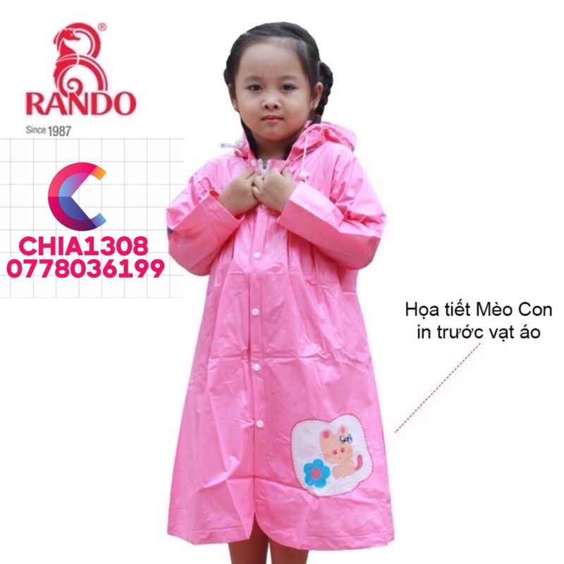ÁO Mưa DÂY KÉO TRẺ EM CAO CẤP HÀNG CHÍNH HÃNG RANDO KHÔNG THẤM NƯỚC( sỉ ib)