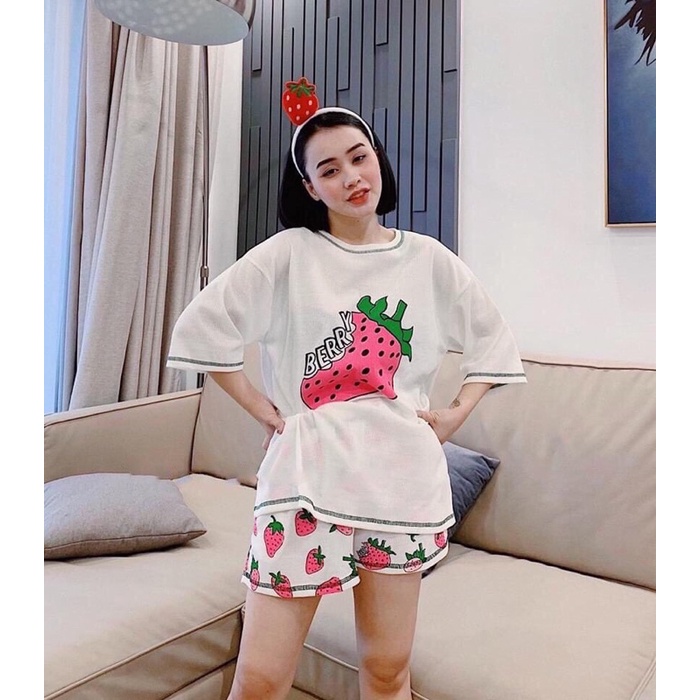 Đồ mặc nhà hình trái dâu ngọt ngào, dễ thương hàng Qc