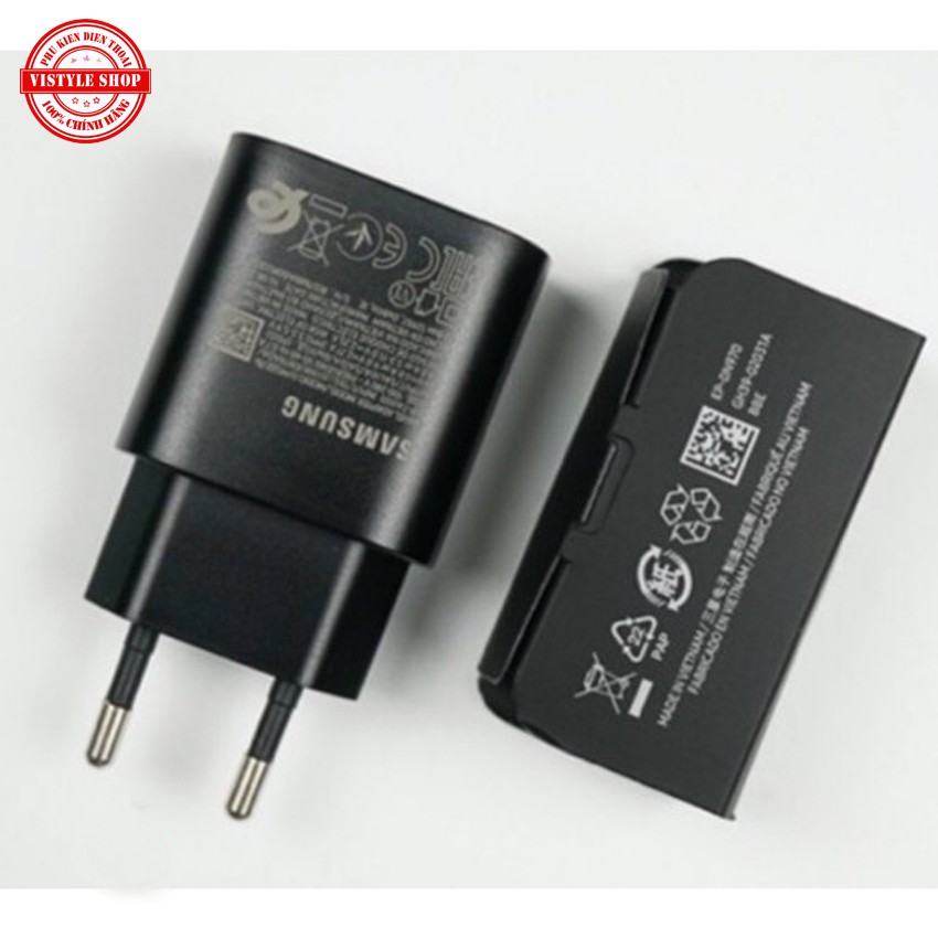 Sạc Nhanh Samsung 25W, PD Sử dụng cho Samsung Note 10, S20, S21, A80, A51, A52 - Vistyle