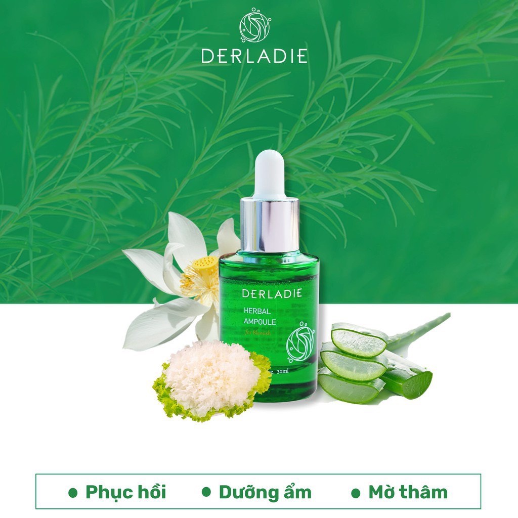 Serum Tràm Trà Derladie Tinh Chất Giảm Mụn Herbal Ampoule For Blemish Hết Mụn Sau 14 Ngày