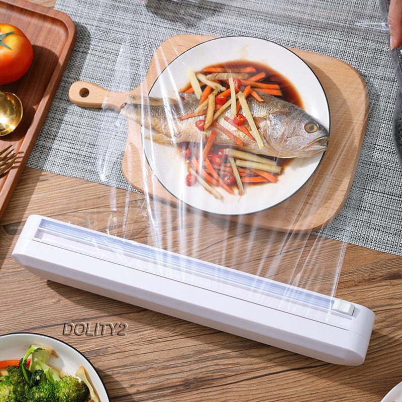 Food Wrap Dispenser Foil Cling Film Roll Foil Cutter Plastic Holder Storage