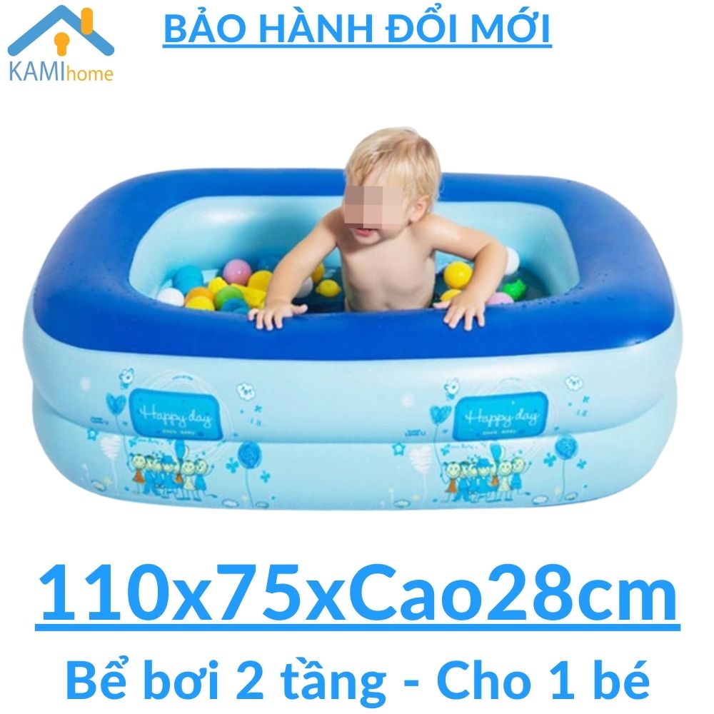 Bể bơi cho bé sơ sinh kiểu hồ phao bơm hơi (cỡ mini 110cm) làm bồn tắm hoặc nhà bóng trong nhà gấp gọn